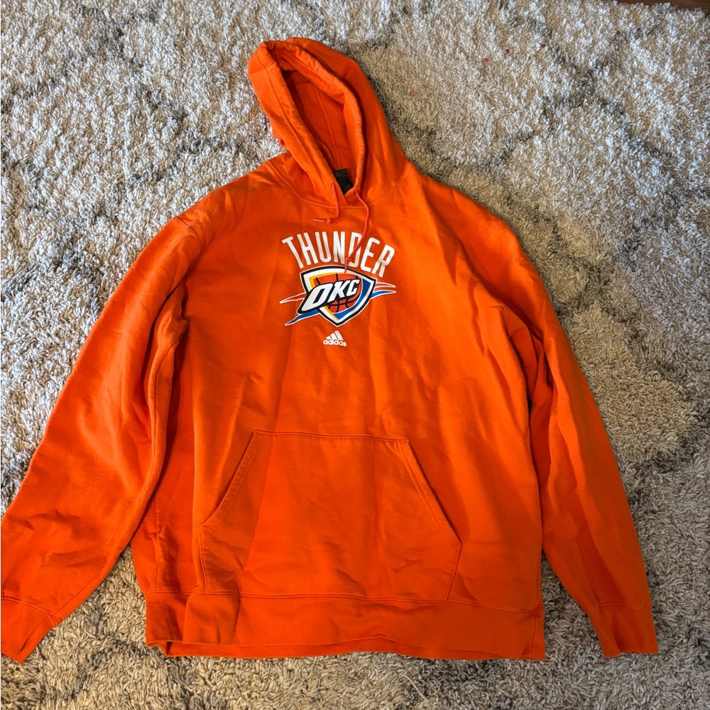 OKC Thunder Basketball Adidas Orange Pullover Hoodie with Drawstring XXL
